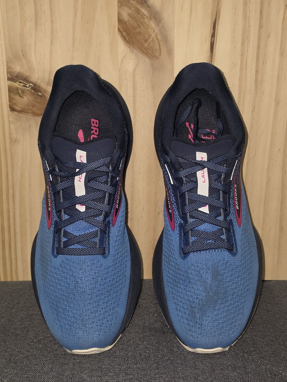Brooks Men's Athletic Running Shoes in Blue with Pink Accents